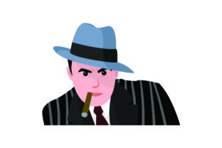 Download Vintage Retro Illustration of 1940's Gangster (shoulder Up) - Retro Collection