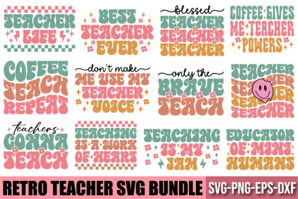 Download Retro Teacher SVG Bundle, Groovy Vintage - Retro Collection