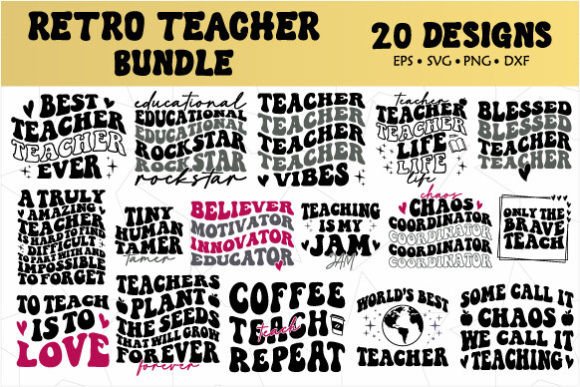 Download Retro Teacher SVG Bundle - Retro Collection