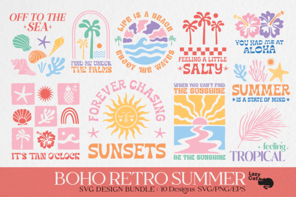 Download Boho Retro Summer Beach SVG Bundle - Retro Collection