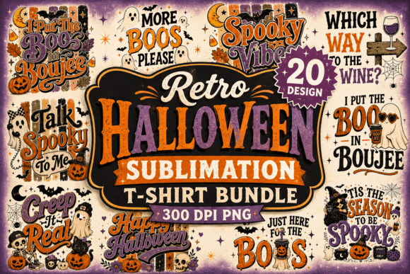 Download Retro Halloween PNG TShirt Design Bundle - Retro Collection