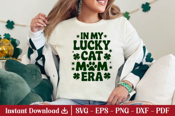 Download In My Lucky Cat Mom Era Retro Shirt SVG - Retro Collection