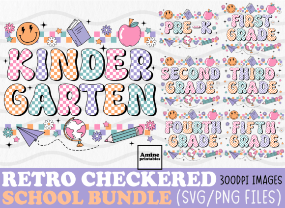 Download Retro Checkered School Bundle SVG PNG - Retro Collection